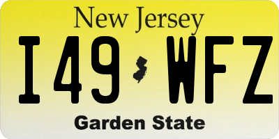 NJ license plate I49WFZ