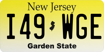 NJ license plate I49WGE