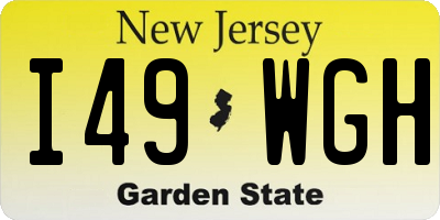 NJ license plate I49WGH