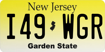 NJ license plate I49WGR