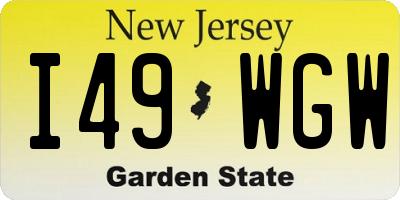 NJ license plate I49WGW