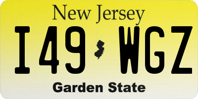 NJ license plate I49WGZ