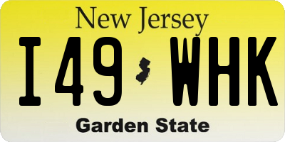 NJ license plate I49WHK