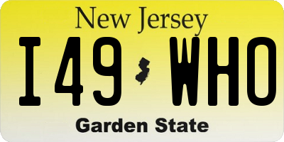 NJ license plate I49WHO
