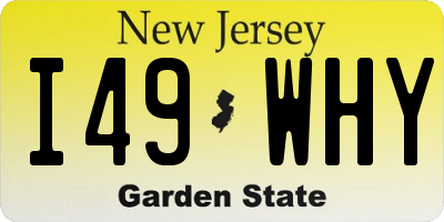 NJ license plate I49WHY