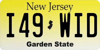 NJ license plate I49WID