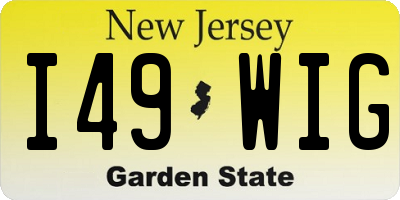 NJ license plate I49WIG