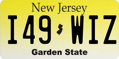 NJ license plate I49WIZ