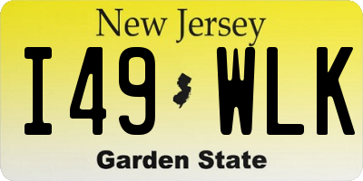 NJ license plate I49WLK