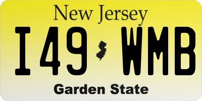 NJ license plate I49WMB