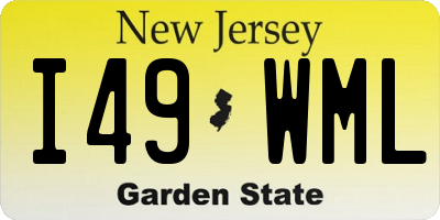 NJ license plate I49WML