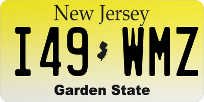 NJ license plate I49WMZ