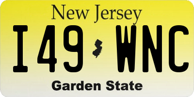 NJ license plate I49WNC