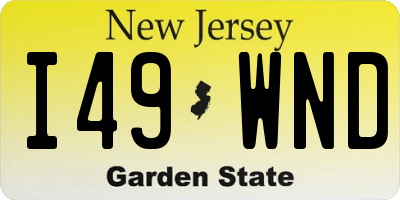 NJ license plate I49WND