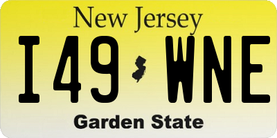 NJ license plate I49WNE