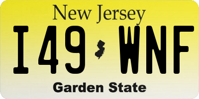 NJ license plate I49WNF