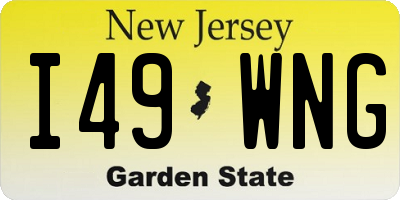 NJ license plate I49WNG