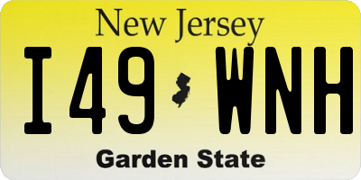NJ license plate I49WNH