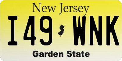 NJ license plate I49WNK