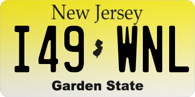 NJ license plate I49WNL