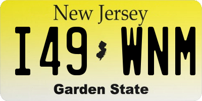 NJ license plate I49WNM