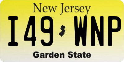 NJ license plate I49WNP