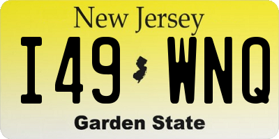 NJ license plate I49WNQ
