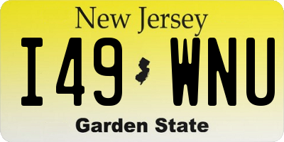 NJ license plate I49WNU