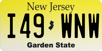 NJ license plate I49WNW