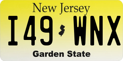 NJ license plate I49WNX