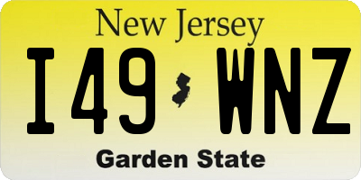 NJ license plate I49WNZ