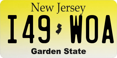 NJ license plate I49WOA