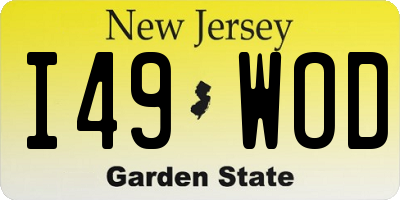 NJ license plate I49WOD