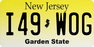 NJ license plate I49WOG