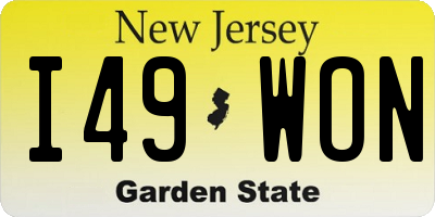 NJ license plate I49WON