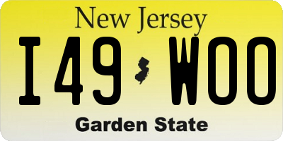 NJ license plate I49WOO
