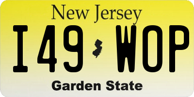 NJ license plate I49WOP
