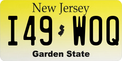 NJ license plate I49WOQ