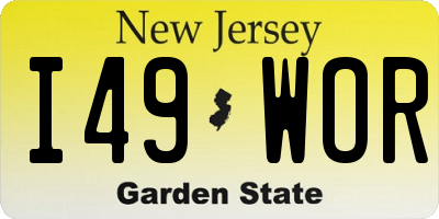 NJ license plate I49WOR