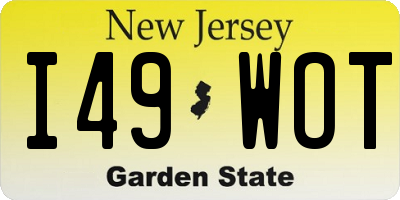 NJ license plate I49WOT