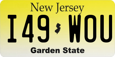 NJ license plate I49WOU