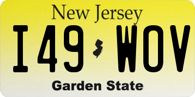 NJ license plate I49WOV