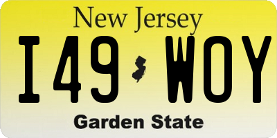 NJ license plate I49WOY
