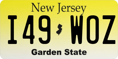NJ license plate I49WOZ