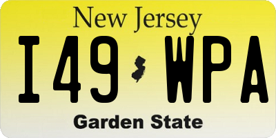 NJ license plate I49WPA