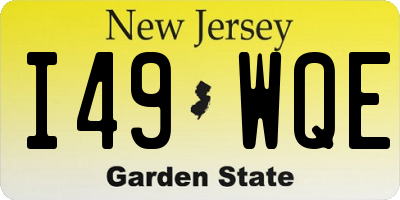 NJ license plate I49WQE