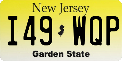 NJ license plate I49WQP