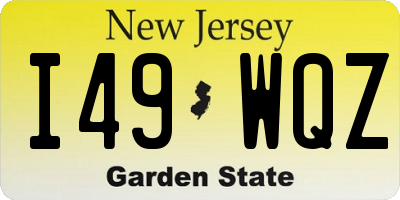 NJ license plate I49WQZ