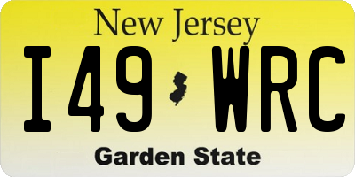 NJ license plate I49WRC