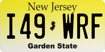 NJ license plate I49WRF